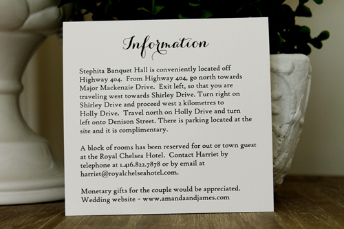 Invitation 1303: White Gold, Antique Ribbon, Brooch/Buckle Q, Metal Filigree F4 - Silver - Neutral off white card with an antique ribbon and brooch design