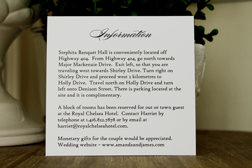 Invitation 1305: Orchid Pearl, Periwinkle Ribbon, Brooch/Buckle A11, Metal Filigree F5 - Silver - Orchid pearl paper with a periwinkle ribbon and brooch design