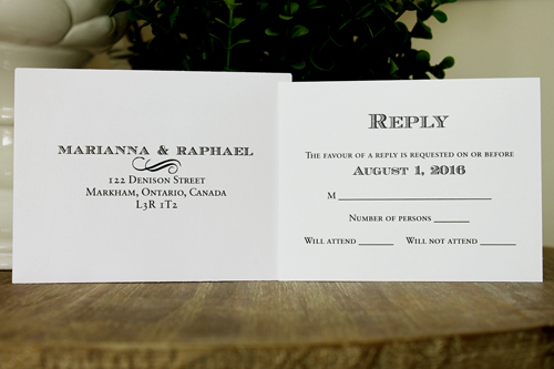 Invitation 1306: Pink Pearl, Dusty Rose Ribbon, Brooch/Buckle X, Metal Filigree F5 - Silver - Pink pearl paper with a dusty rose red ribbon and brooch desgin