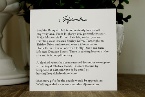 Invitation 1329: Silver Ore, Purple Ribbon, Brooch/Buckle A11, Metal Filigree F4 - Silver - Silver ore paper invite with a purple ribbon and flower brooch