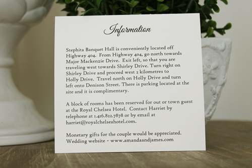 Invitation 1330: Cream Smooth, Dusty Rose Ribbon, Brooch/Buckle A1, Metal Filigree F4 - Silver - Floral printed design card on neutral paper with a dusty rose ribbon and brooch