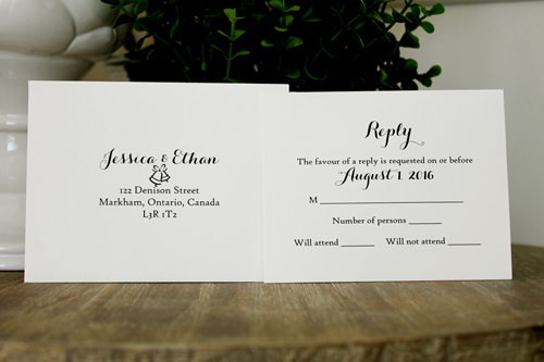 Invitation 1332: Cream Smooth, Petal Pink Ribbon, Brooch/Buckle U, Metal Filigree F4 - Silver - Ivory paper with a petal pink ribbon design and brooch