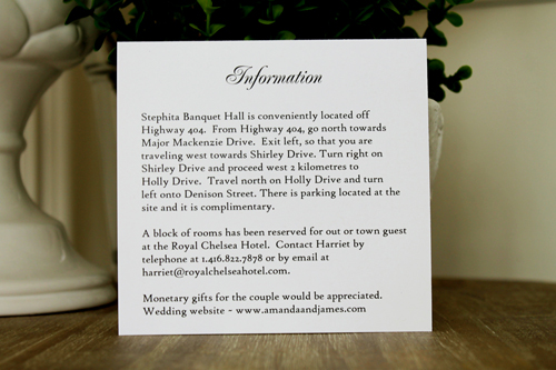 Invitation 1339: Ice Pearl, White Smooth, Navy Ribbon, Brooch/Buckle X, Metal Filigree F4 - Silver - Watercolor pattern design printed on the white paper with a navy ribbon and brooch idea