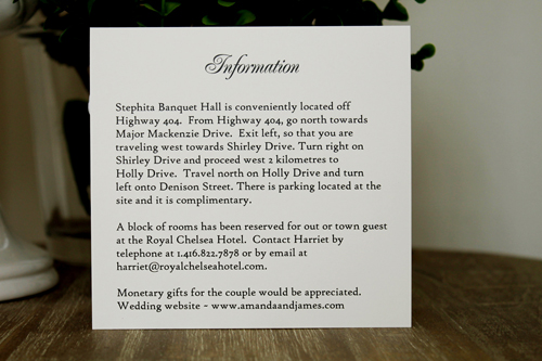 Invitation 1342: Cream Smooth, Antique Ribbon, Brooch/Buckle P - Artwork design printed on the cream paper with an antique ribbon woven into a brooch item