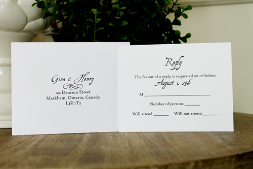 Invitation 1343: White Smooth, Brooch/Buckle A9, Metal Filigree F2 - Silver - Floral design printed on the white card with a white ribbon and rhinestone brooch design