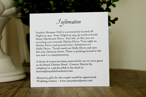 Invitation 1343: White Smooth, Brooch/Buckle A9, Metal Filigree F2 - Silver - Floral design printed on the white card with a white ribbon and rhinestone brooch design