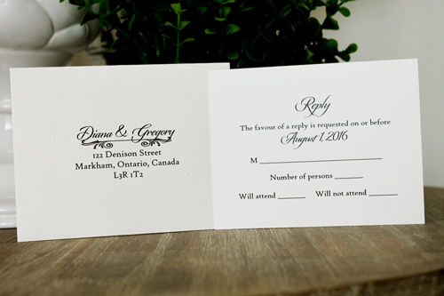 Invitation 1346: Cream Smooth, Deep Blush Ribbon, Brooch/Buckle G - Cut floral print on the cream card with a deep blush ribbon and pearl brooch