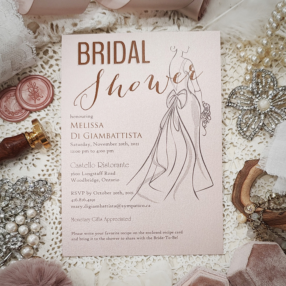 Invitation 8401:  - modern bride bridal shower invitation on blush pearl