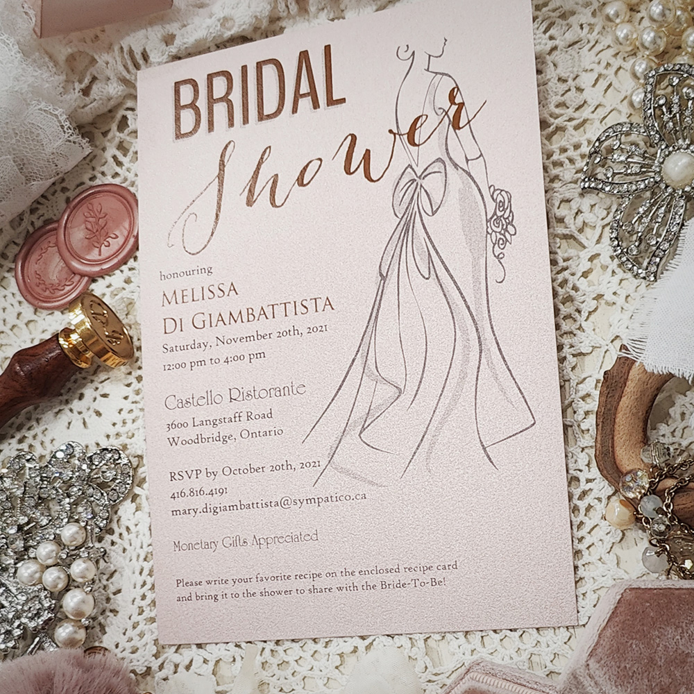 Invitation 8401:  - modern bride bridal shower invitation on blush pearl