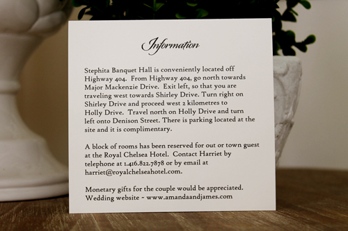 Invitation 1110: Black Pearl, Cream Smooth, Black Ribbon, Black Ribbon - Single layered invite using a black pearl backing and black ribbon detail