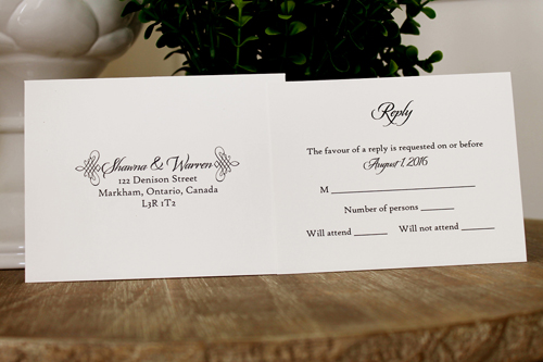 Invitation 1113: Red Lacquer, Cream Smooth, Sherry Ribbon, Sherry Ribbon, Black Ribbon - Red lacquer layered invite with a sherry and black twist ribbon detail