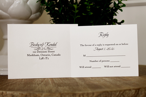 Invitation 1118: Green Pearl, Cream Smooth, Deep Charcoal Ribbon, Deep Charcoal Ribbon, Cream Lace - Green pearl paper backing with a charcoal ribbon twist and white lace detail